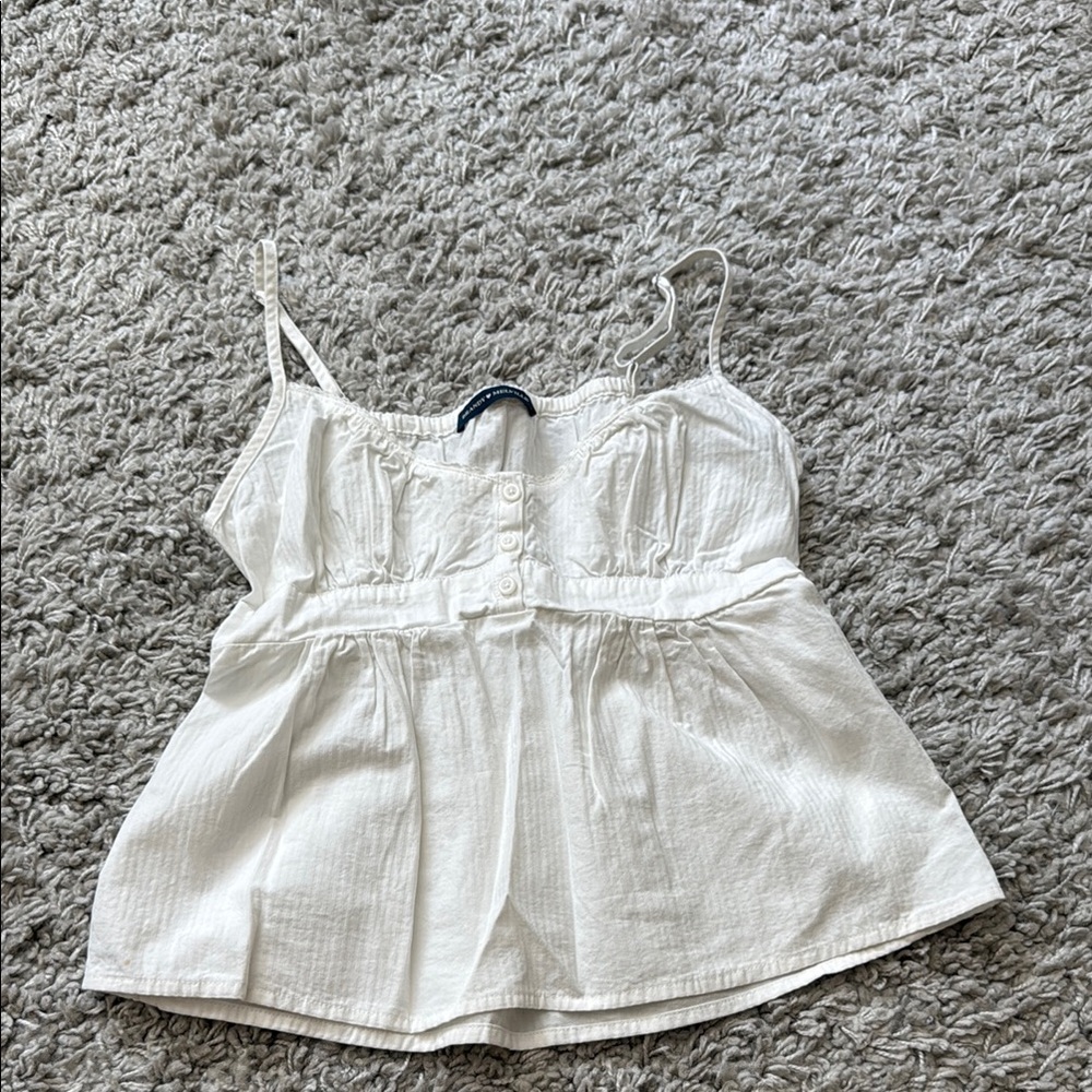 Brandy Melville White Sleeveless Peplum Top
